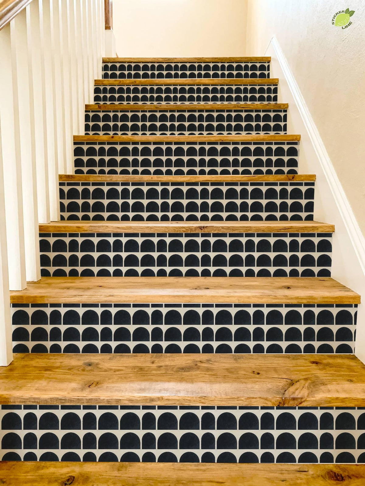 Charcoal Macro Architectural Arch peel and stick stair riser decals, photo 4 of 8