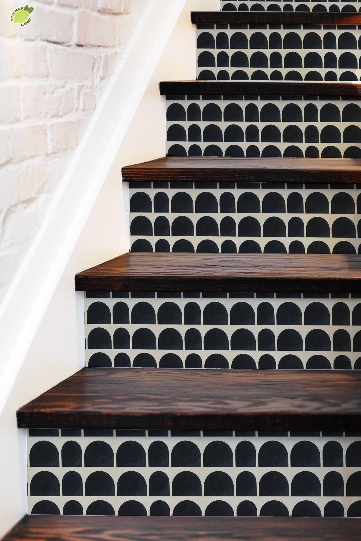 Charcoal Macro Architectural Arch peel and stick stair riser decals, photo 5 of 8