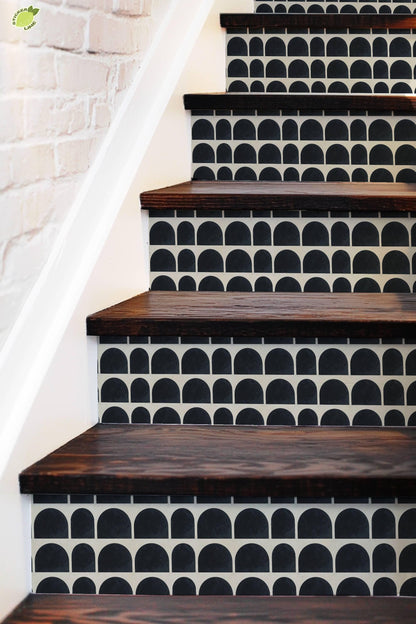 Charcoal Macro Architectural Arch peel and stick stair riser decals, photo 5 of 8