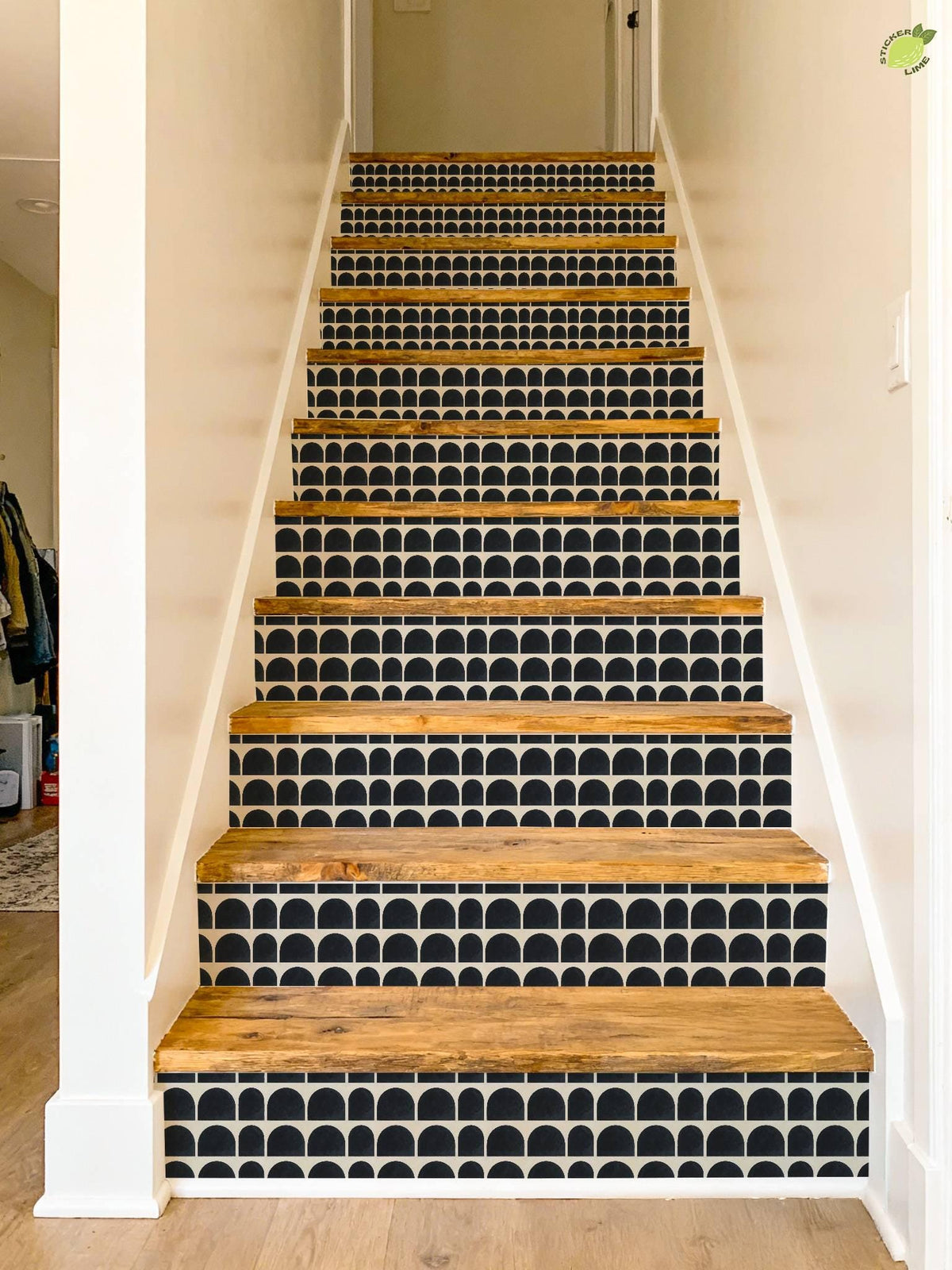 Charcoal Macro Architectural Arch peel and stick stair riser decals, photo 6 of 8
