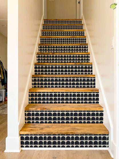 Charcoal Macro Architectural Arch peel and stick stair riser decals, photo 6 of 8