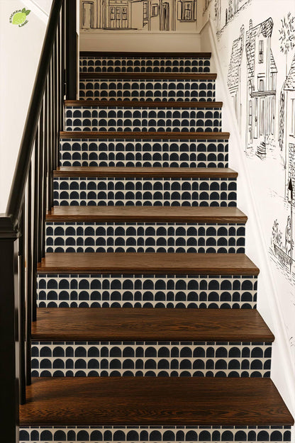 Charcoal Macro Architectural Arch peel and stick stair riser decals, photo 7 of 8