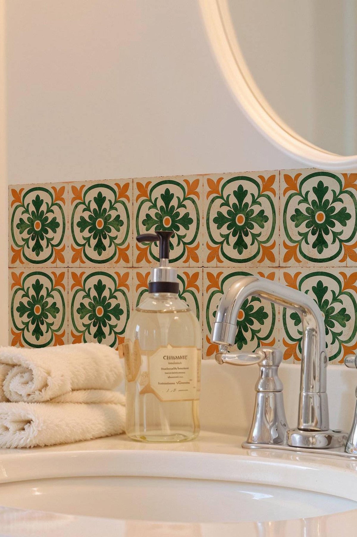 Floral Medallion peel and stick tile decals