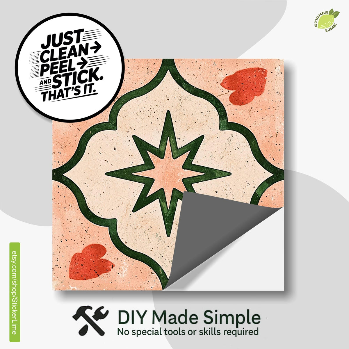 Geo Burst peel and stick tile decals, photo 2 of 8