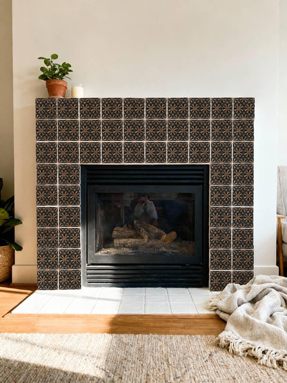 Gothic Starburst Wood Inlay peel and stick tile decals, photo 7 of 8