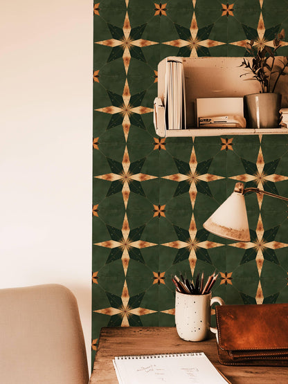 Green & Brown Boho Star peel and stick tile decals, photo 8 of 8