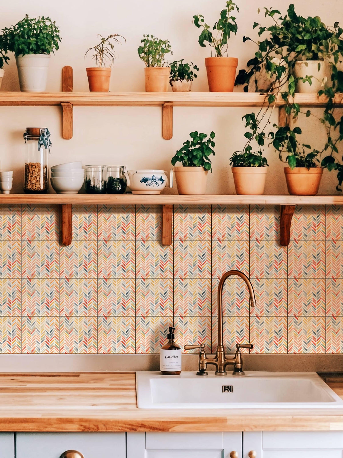 Harringbone peel and stick tile decals, photo 3 of 8