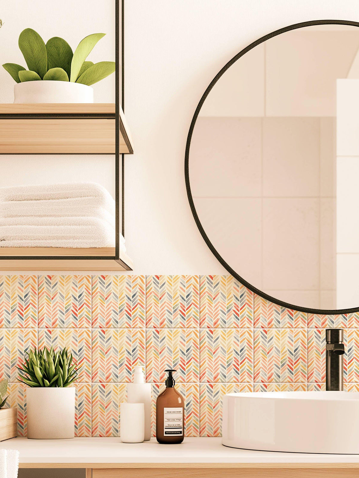 Harringbone peel and stick tile decals, photo 4 of 8
