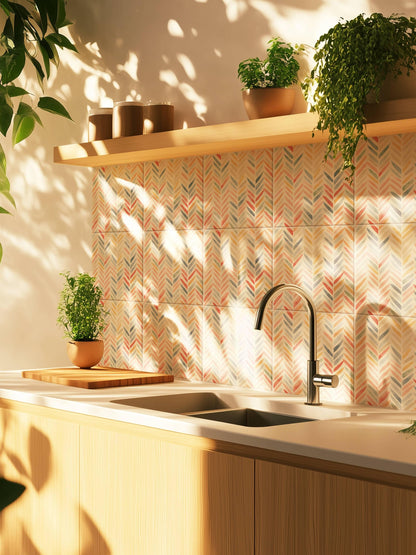 Harringbone peel and stick tile decals, photo 8 of 8
