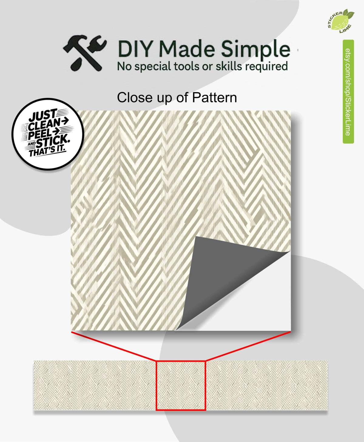 Harringbone Weave peel and stick stair riser decals, photo 2 of 8