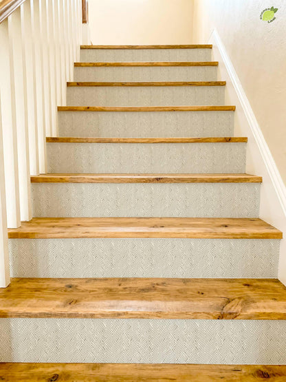 Harringbone Weave peel and stick stair riser decals, photo 4 of 8