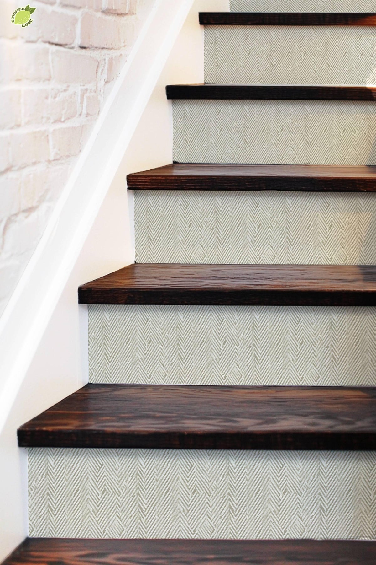 Harringbone Weave peel and stick stair riser decals, photo 5 of 8