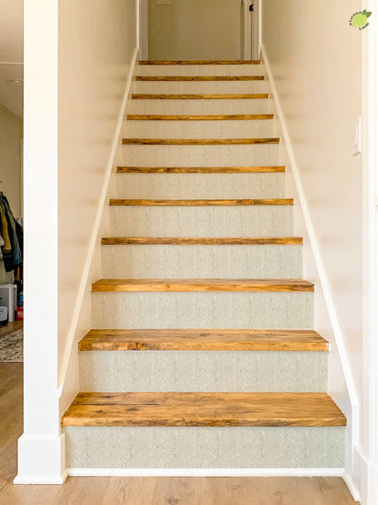 Harringbone Weave peel and stick stair riser decals, photo 6 of 8