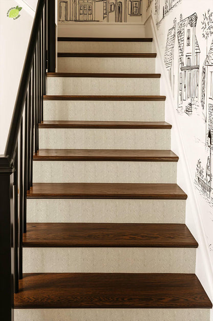 Harringbone Weave peel and stick stair riser decals, photo 7 of 8