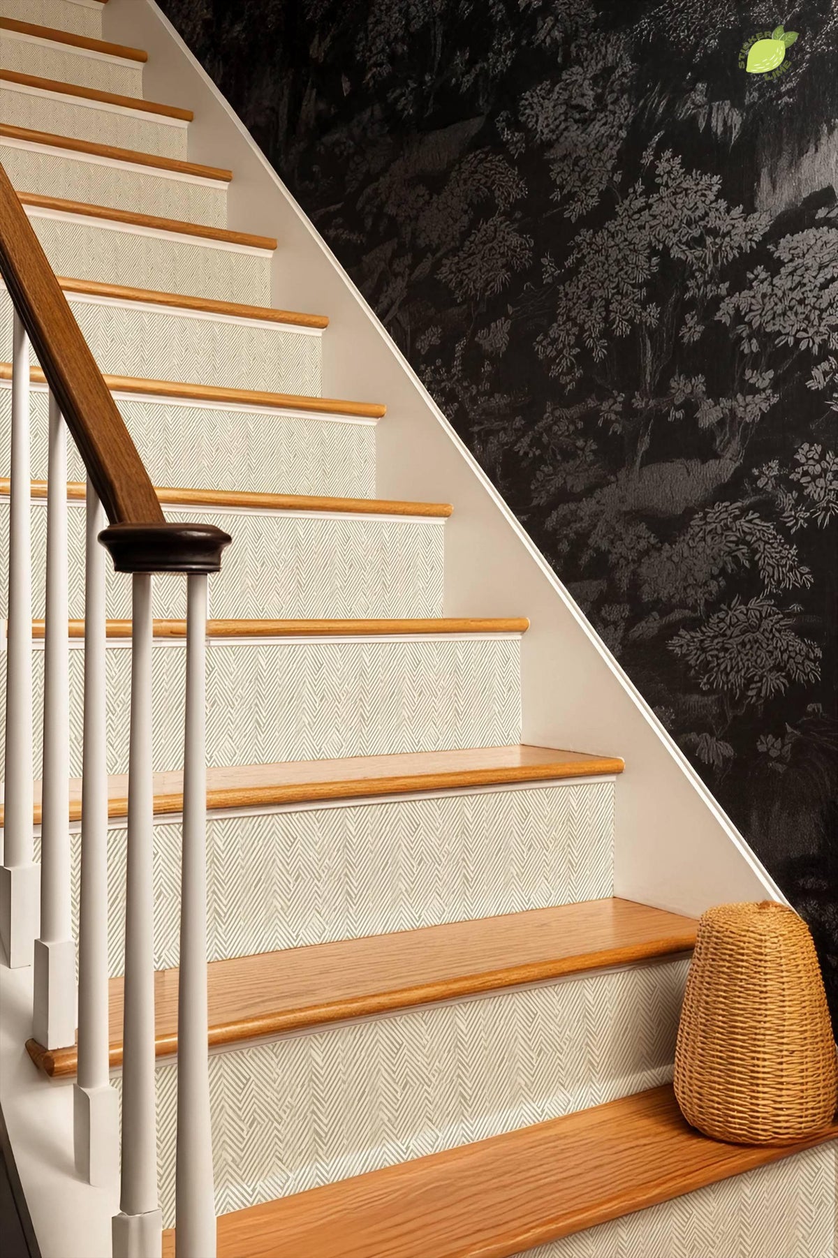 Harringbone Weave peel and stick stair riser decals, photo 8 of 8