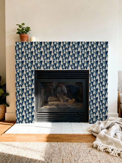 Indigo Block Printed Human Silhouette peel and stick tile decals, photo 6 of 8