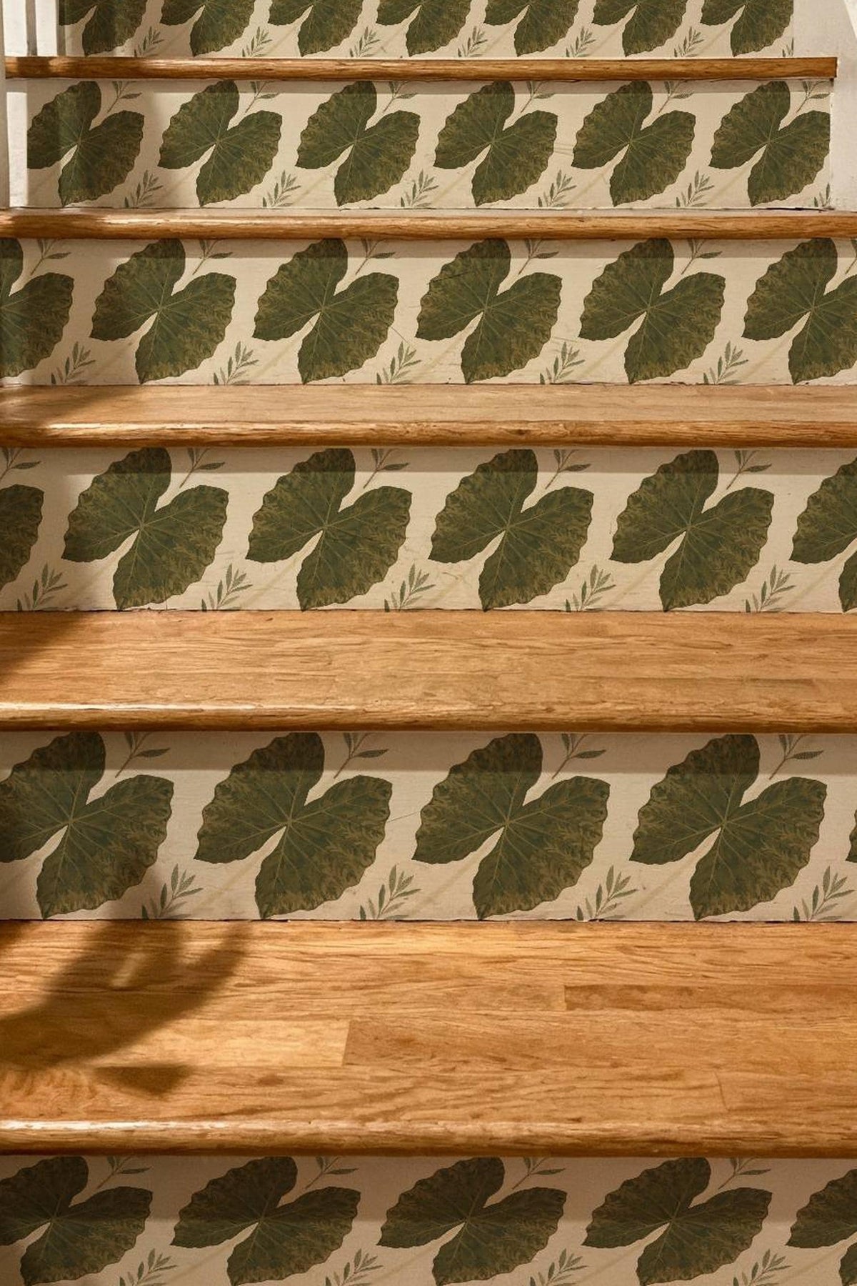 Ivory Quiet Grasscloth Texture peel and stick stair riser decals