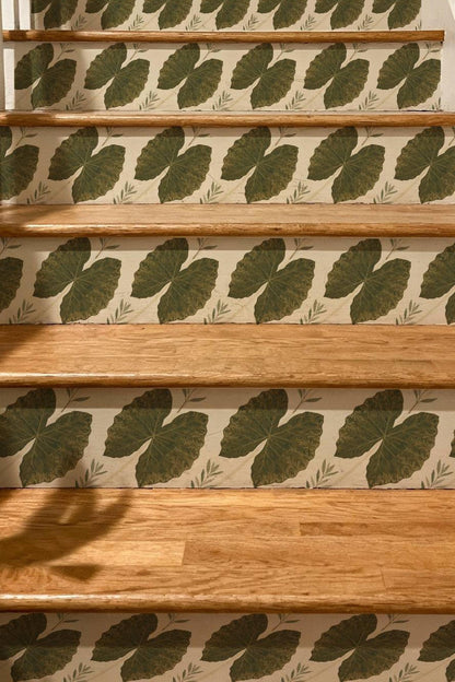 Ivory Quiet Grasscloth Texture peel and stick stair riser decals