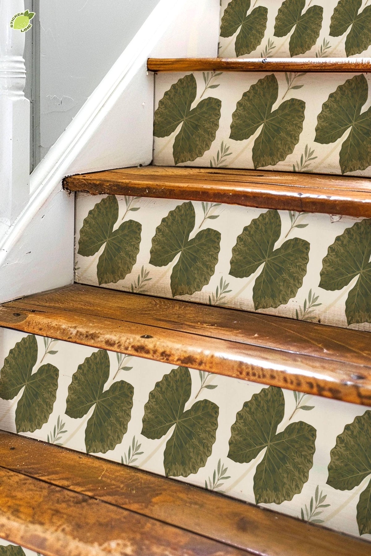Ivory Quiet Grasscloth Texture peel and stick stair riser decals, photo 3 of 8
