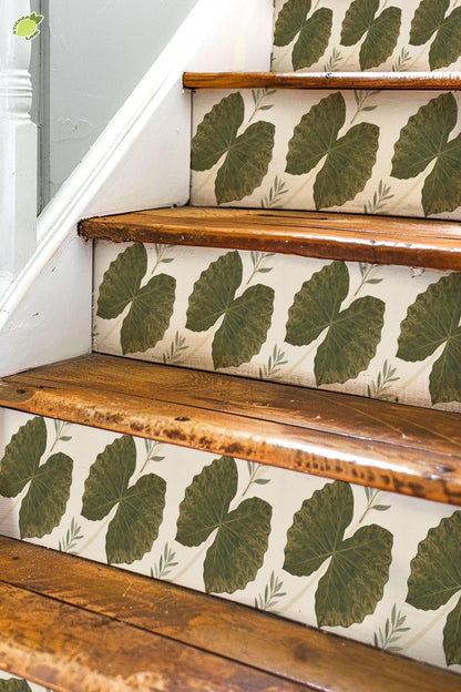 Ivory Quiet Grasscloth Texture peel and stick stair riser decals, photo 3 of 8
