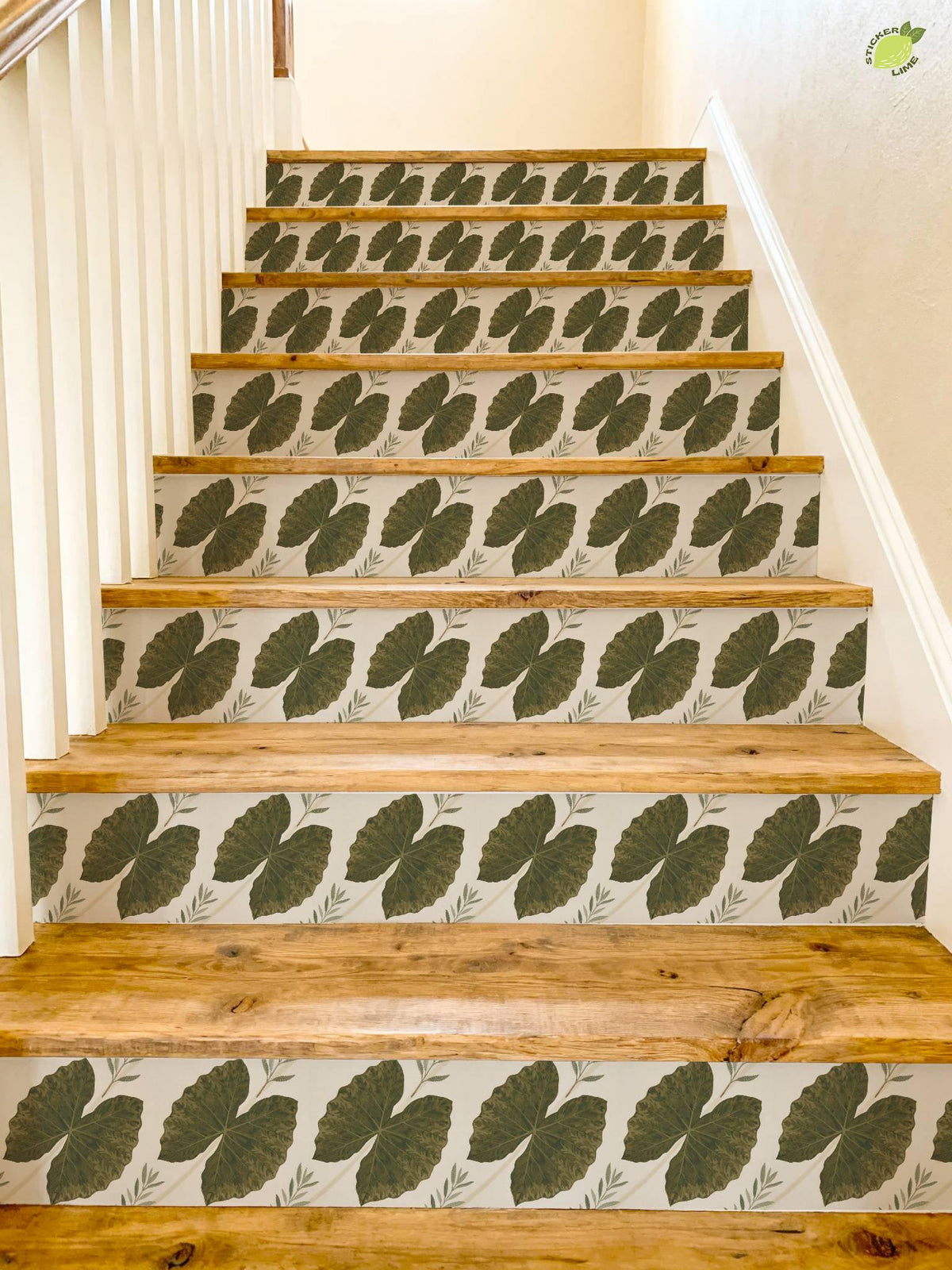 Ivory Quiet Grasscloth Texture peel and stick stair riser decals, photo 4 of 8