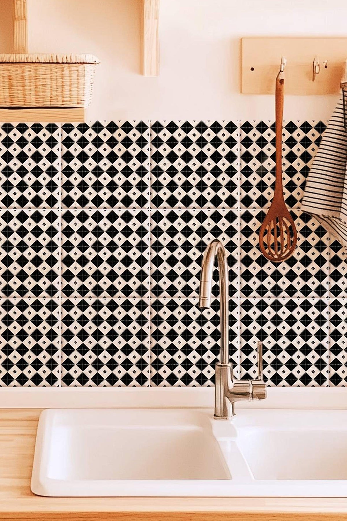 Mockups show the pattern in a room. Check the size menu for the decal dimensions.