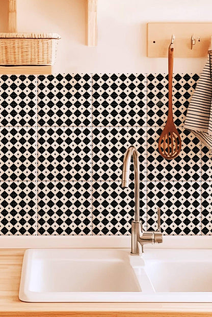 Luxurious Black and White peel and stick tile decals