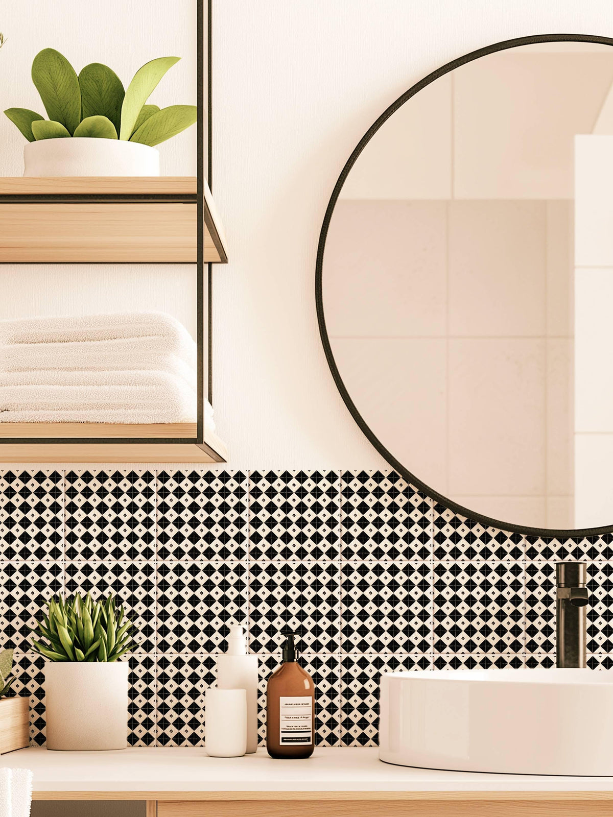Luxurious Black and White peel and stick tile decals, photo 3 of 8