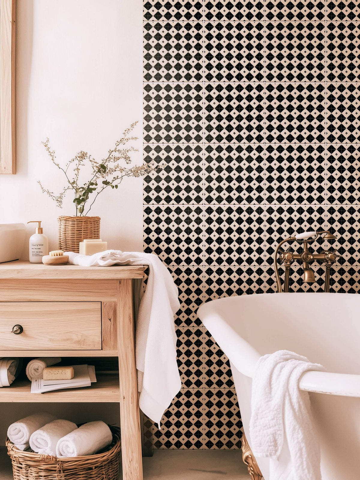 Luxurious Black and White peel and stick tile decals, photo 5 of 8