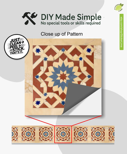 Marble Star Inlay Geometric peel and stick stair riser decals, photo 2 of 8