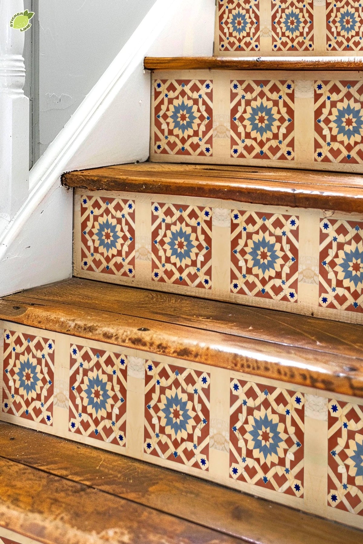 Marble Star Inlay Geometric peel and stick stair riser decals, photo 3 of 8
