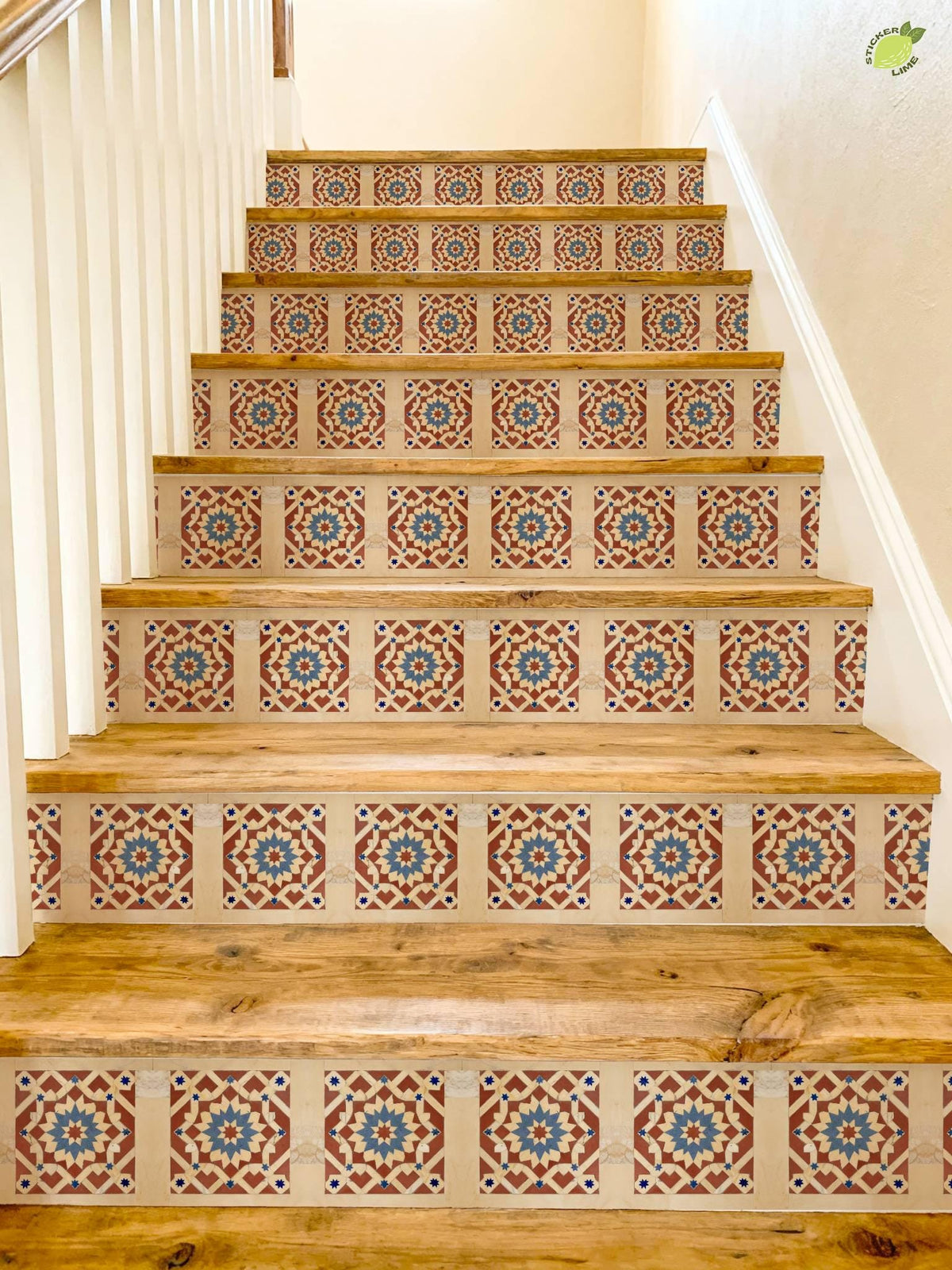 Marble Star Inlay Geometric peel and stick stair riser decals, photo 4 of 8