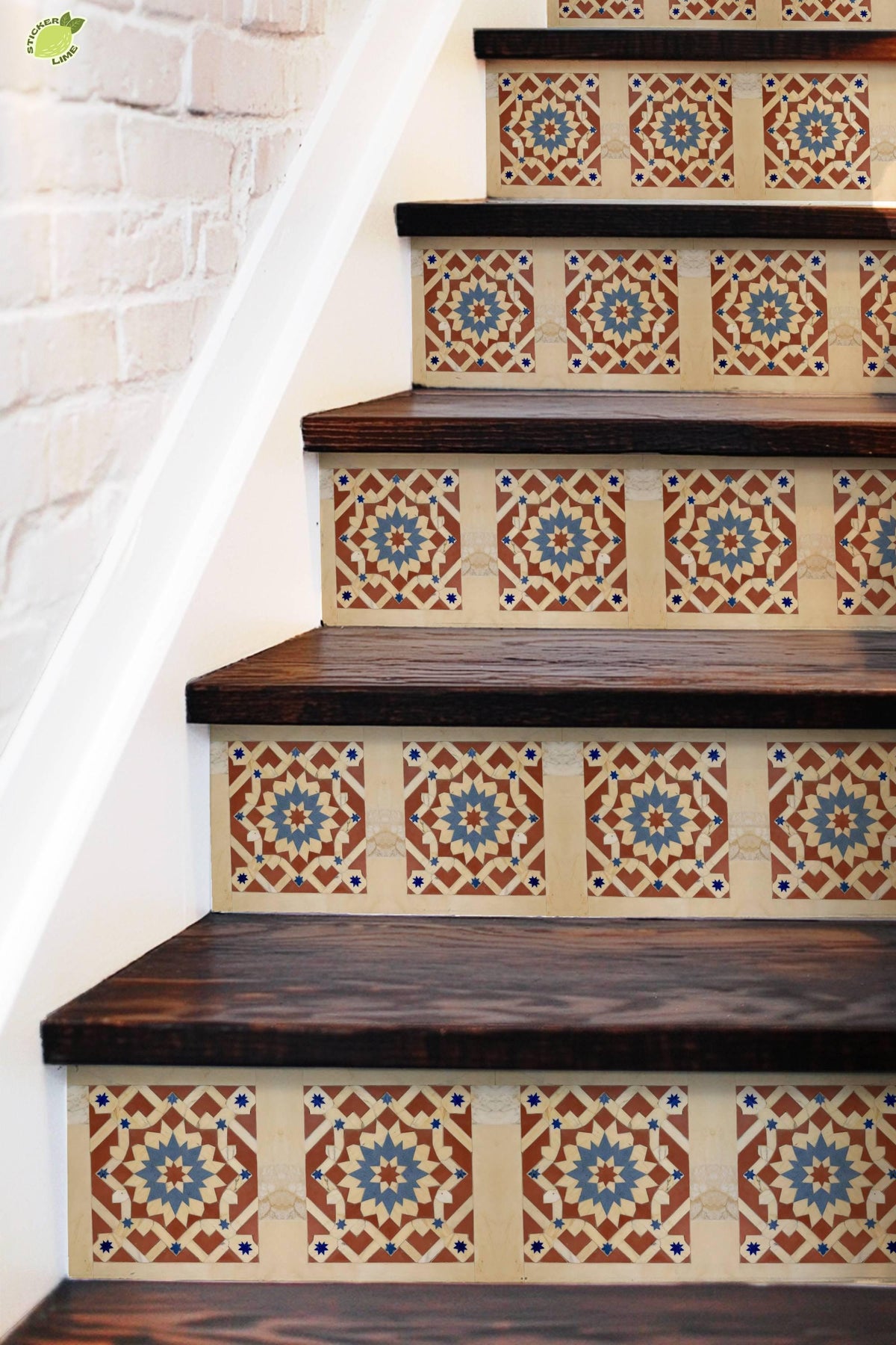 Marble Star Inlay Geometric peel and stick stair riser decals, photo 5 of 8