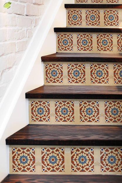 Marble Star Inlay Geometric peel and stick stair riser decals, photo 5 of 8