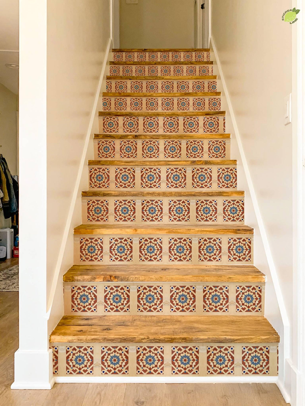 Marble Star Inlay Geometric peel and stick stair riser decals, photo 6 of 8