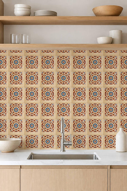 Marble Star Inlay Geometric peel and stick tile decals