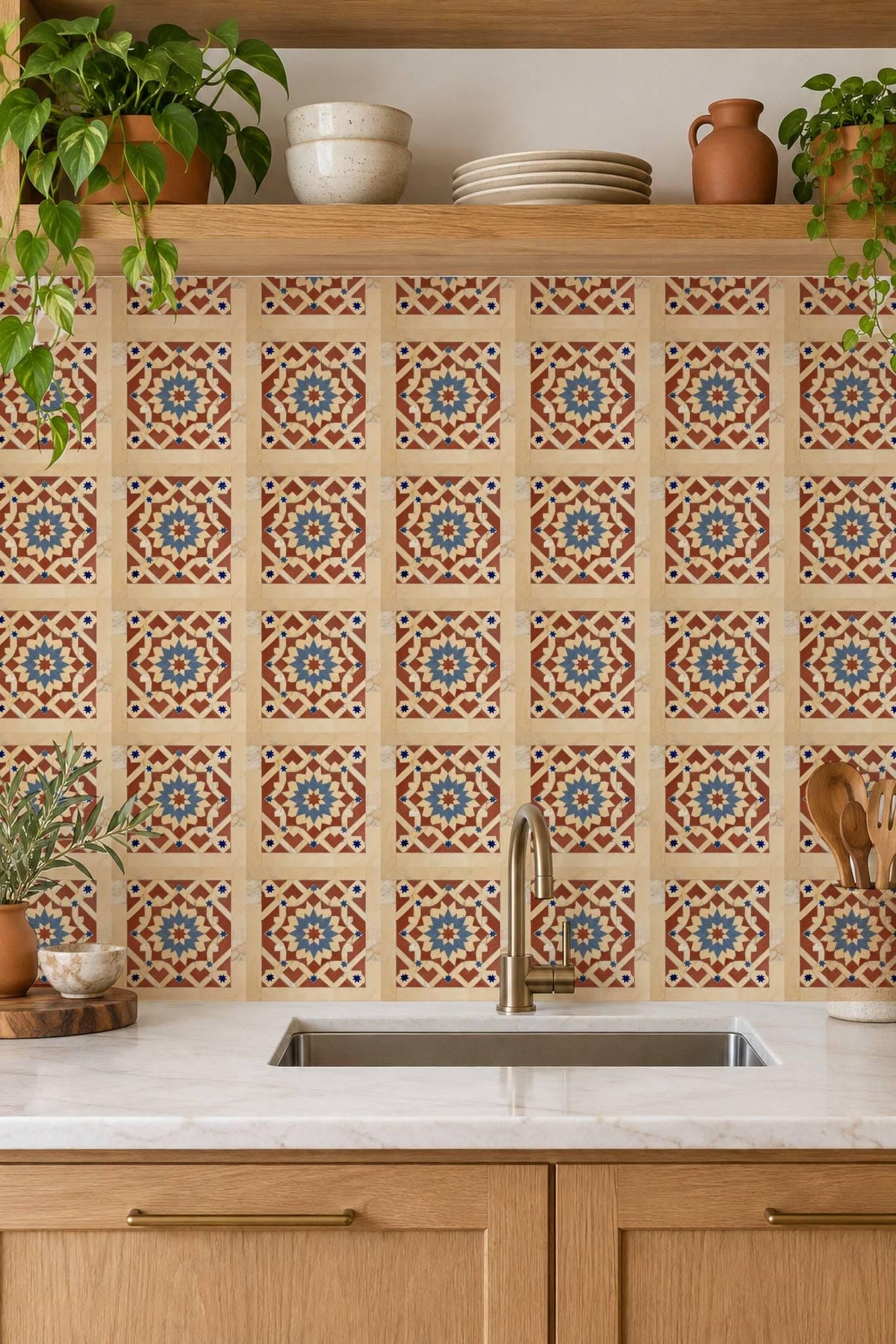 Marble Star Inlay Geometric peel and stick tile decals, photo 3 of 8