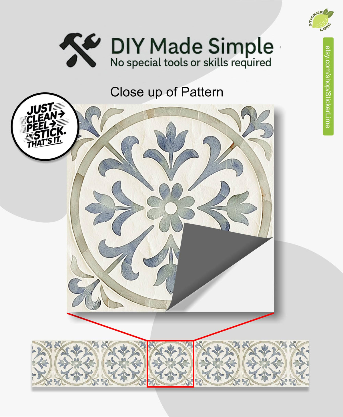 Medieval Botanical peel and stick stair riser decals, photo 2 of 8
