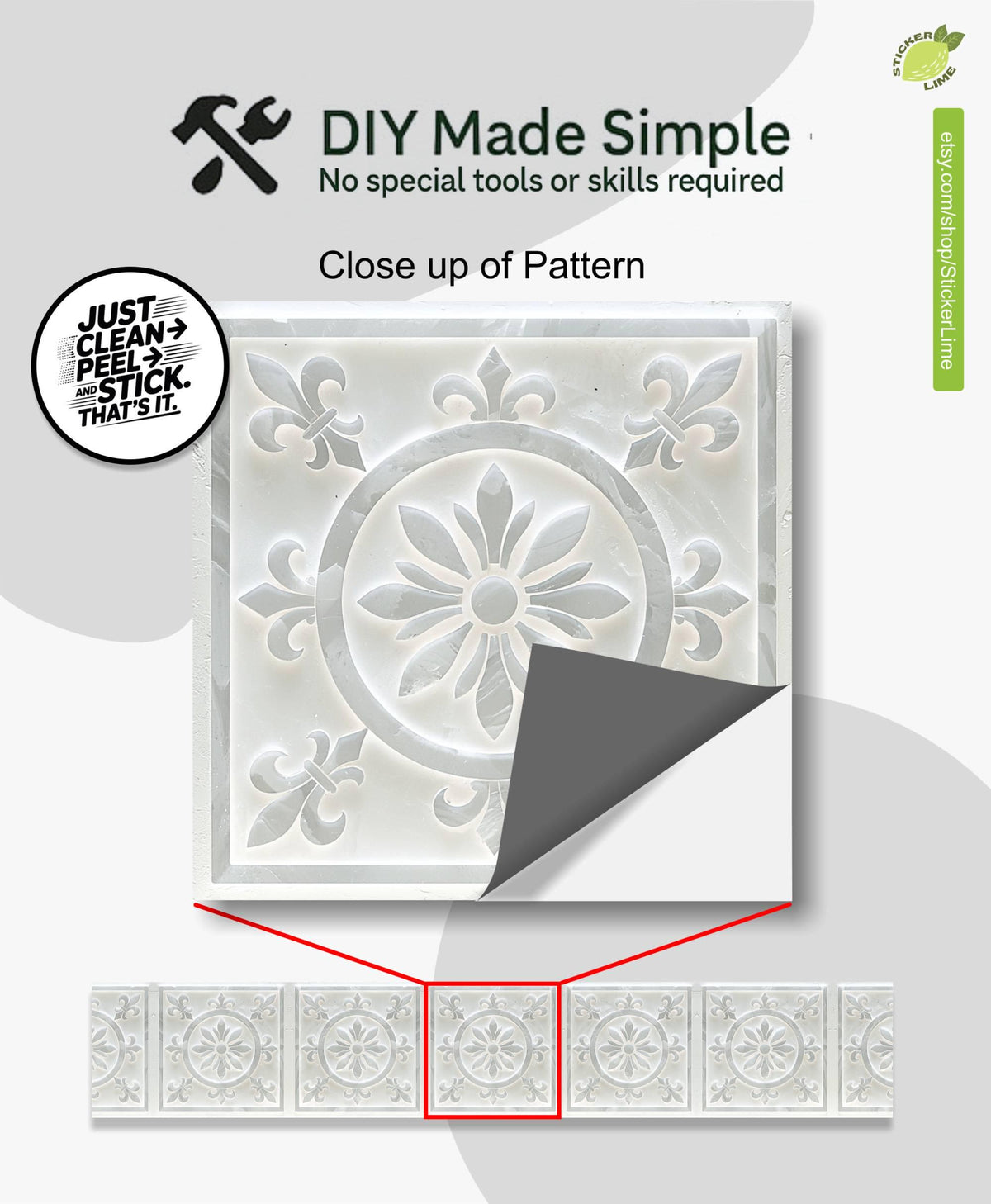 Medieval Fleur peel and stick stair riser decals, photo 2 of 8