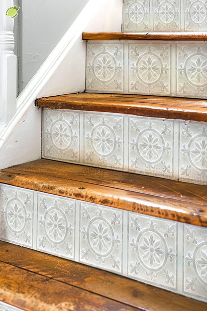 Medieval Fleur peel and stick stair riser decals, photo 3 of 8