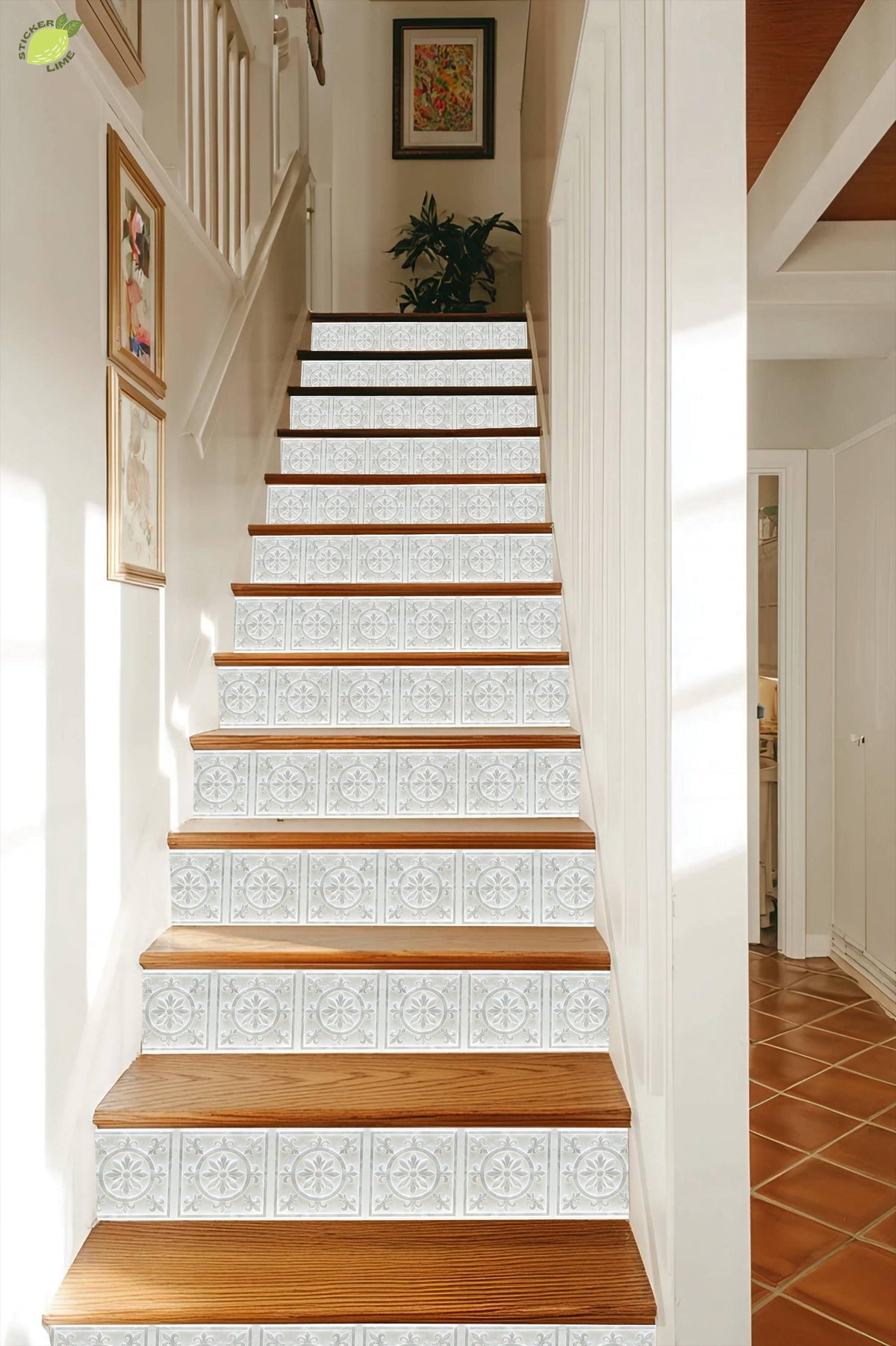Medieval Fleur peel and stick stair riser decals, photo 6 of 8
