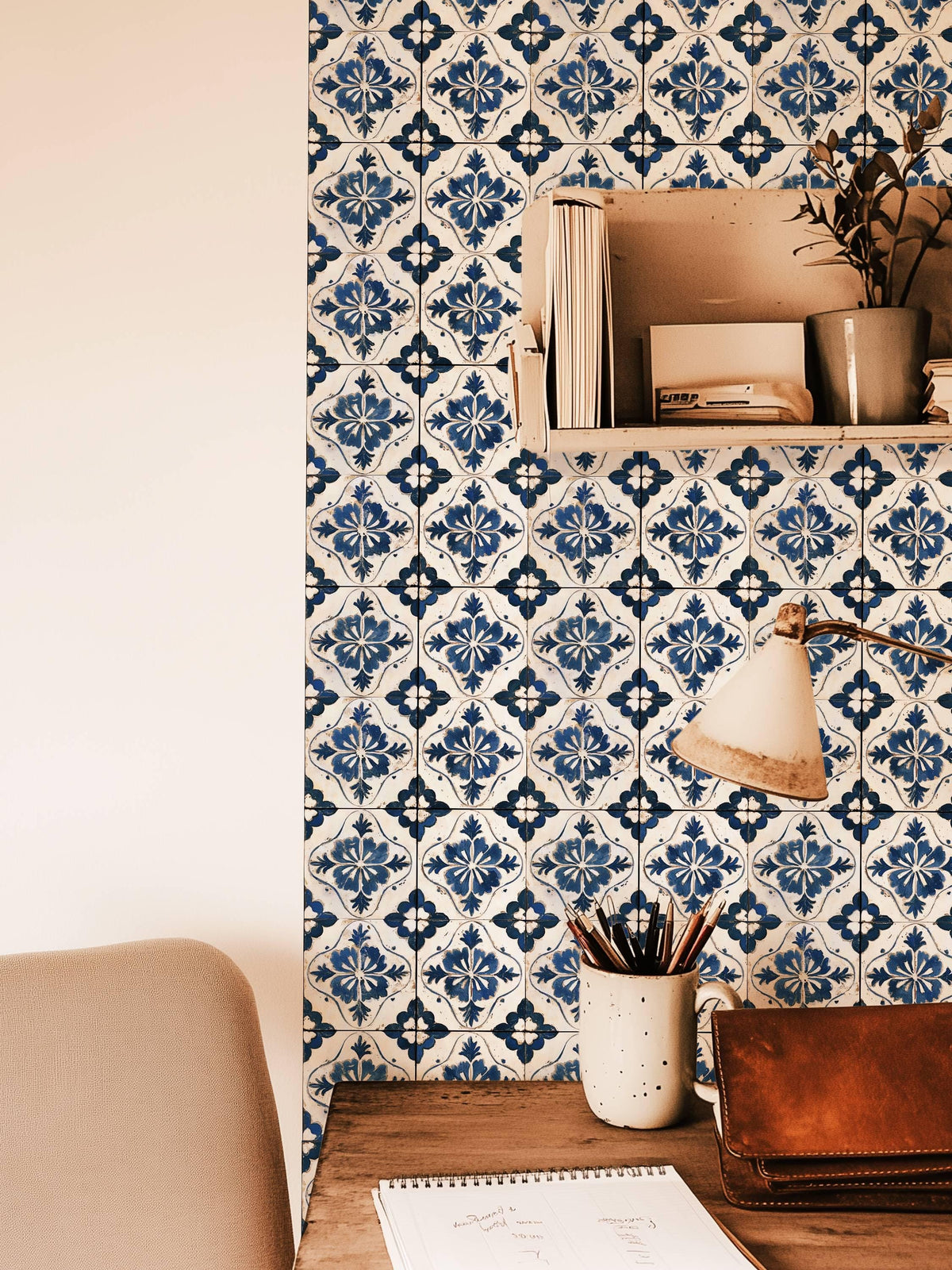 White & Blue Medieval peel and stick tile decals, photo 8 of 8