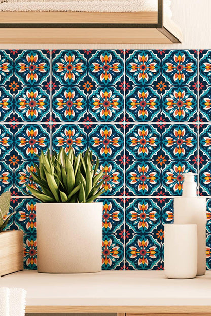 Mexican Talavera peel and stick tile decals