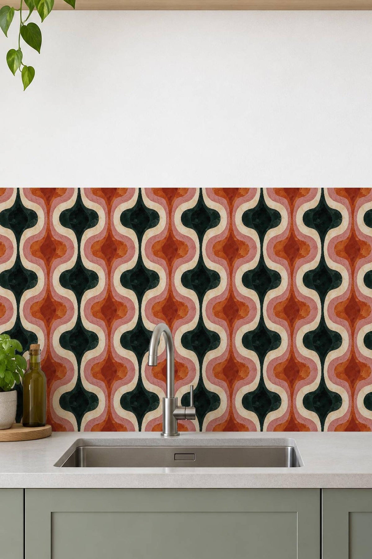 Mid Century Modern Ogee Curve peel and stick tile decals