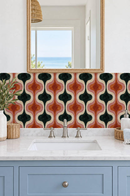 Mid Century Modern Ogee Curve peel and stick tile decals, photo 4 of 8