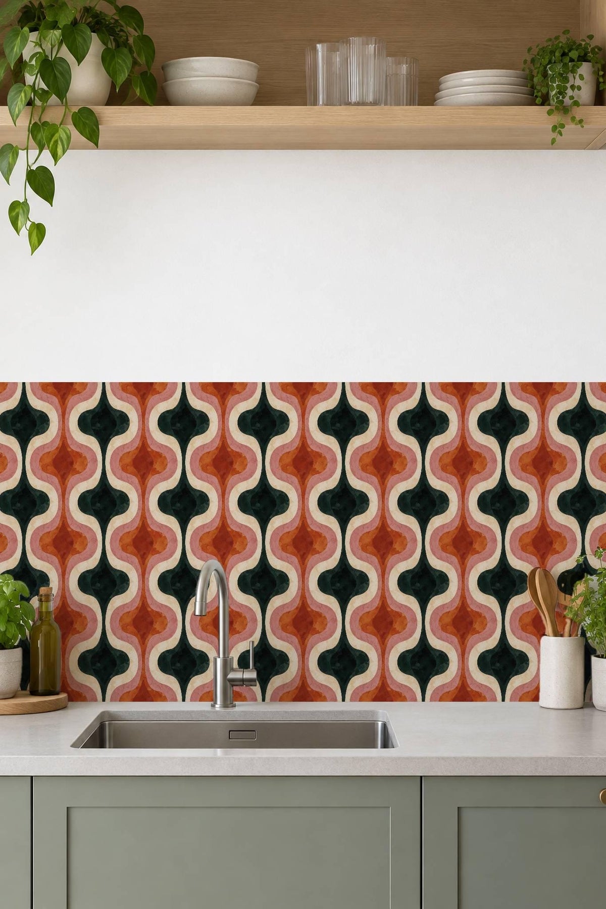 Mid Century Modern Ogee Curve peel and stick tile decals, photo 6 of 8