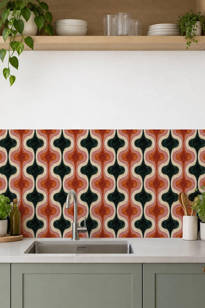 Mid Century Modern Ogee Curve peel and stick tile decals, photo 6 of 8