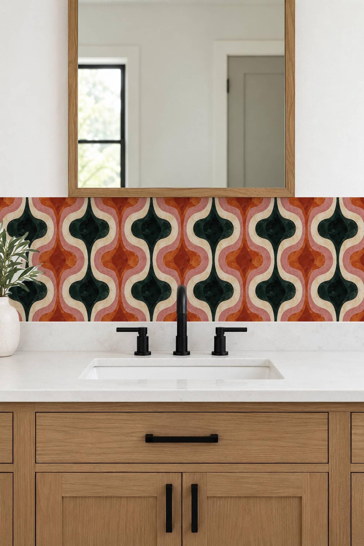 Mid Century Modern Ogee Curve peel and stick tile decals, photo 7 of 8