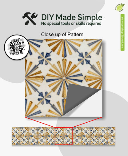 Midnight Art Deco Tile peel and stick stair riser decals, photo 2 of 8