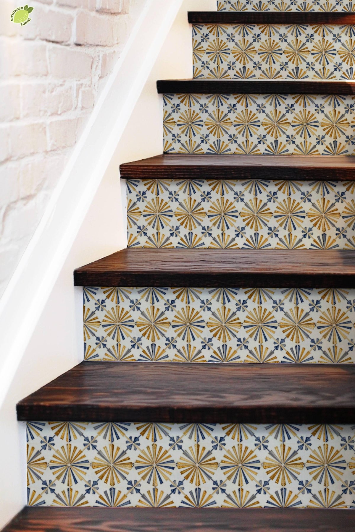 Midnight Art Deco Tile peel and stick stair riser decals, photo 5 of 8